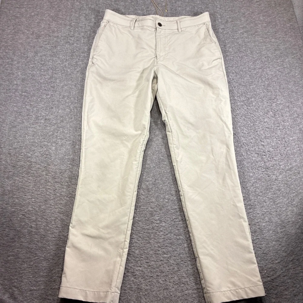 Banana Republic Core Temp Chino Pants Mens 34x32 Beige Slim Fit Performance